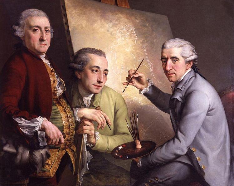 unknow artist Portrait of Agostino Carlini; Francesco Bartolozzi; Giovanni Battista Cipriani oil painting image